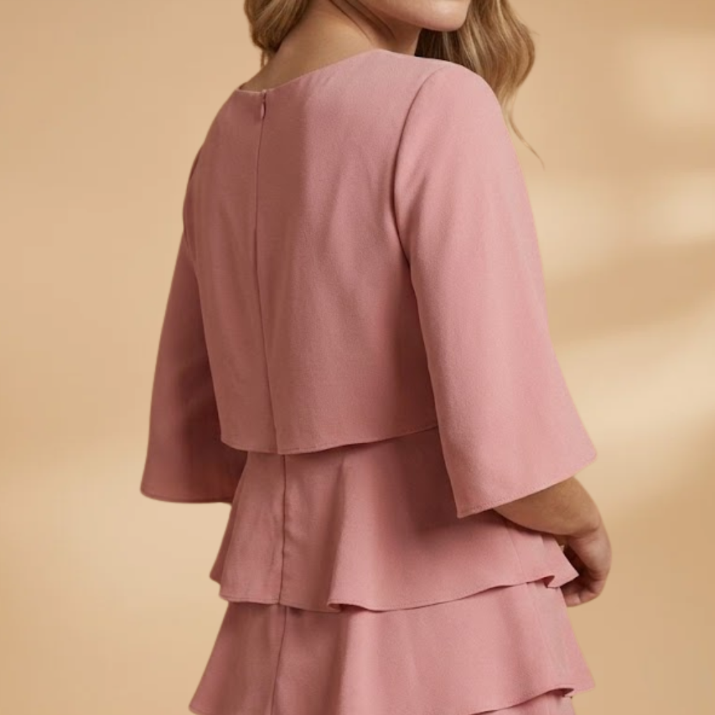 Women's Split Sleeves Midi Dress - A-Line Silhouette Wedding Guest Style