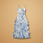 Women's Sleeveless Wedding Guest Dress - Floral Pattern Maxi Style
