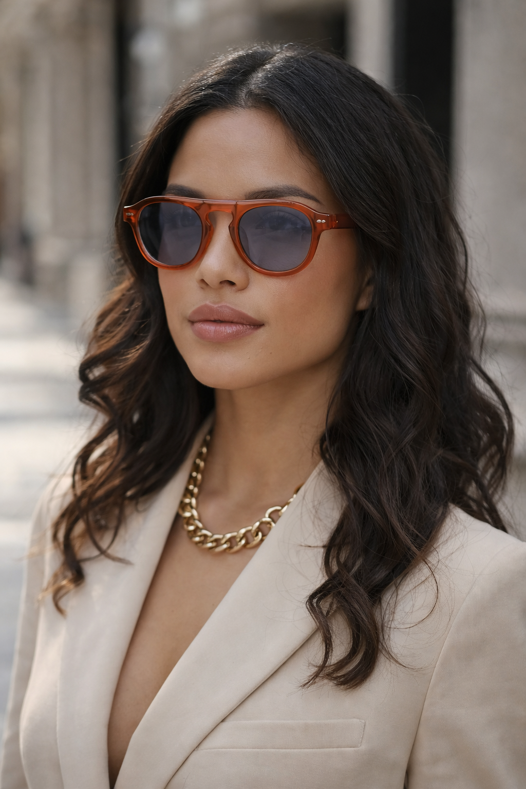 Mona Ember Sunglasses | Refined Round Silhouette