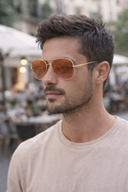 Men's Modern Aviator Sunglasses - Everyday Versatility, Polarised Lenses, Coloured shades