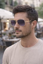 Men's Modern Aviator Sunglasses - Everyday Versatility, Polarised Lenses, Coloured shades