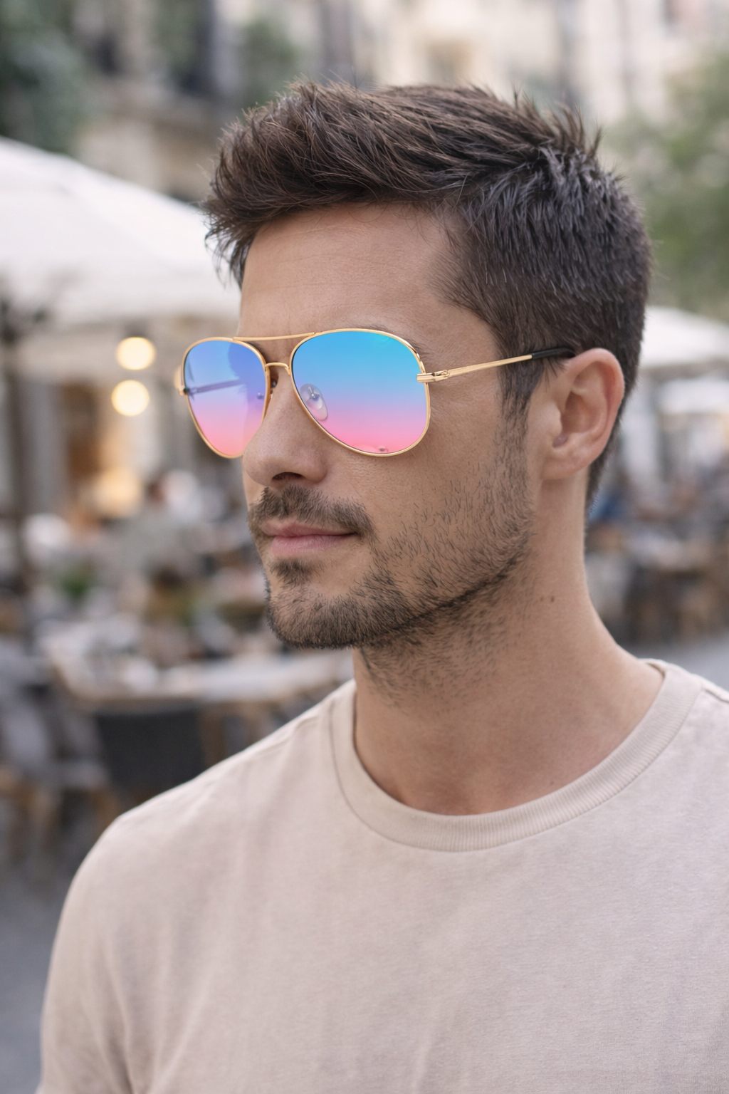 Men's Modern Aviator Sunglasses - Everyday Versatility, Polarised Lenses, Coloured shades