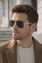 Men's Classic Aviator Sunglasses - Timeless Design. Polarised Lenses, Coloured shades
