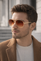 Men's Classic Aviator Sunglasses - Timeless Design. Polarised Lenses, Coloured shades