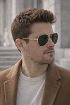 Men's Classic Aviator Sunglasses - Timeless Design. Polarised Lenses, Coloured shades