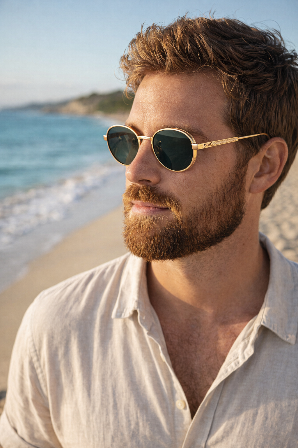 Men's Oval Metal Aviator Frame Sunglasses - 80s Retro Polarised Lenses, Coloured shades