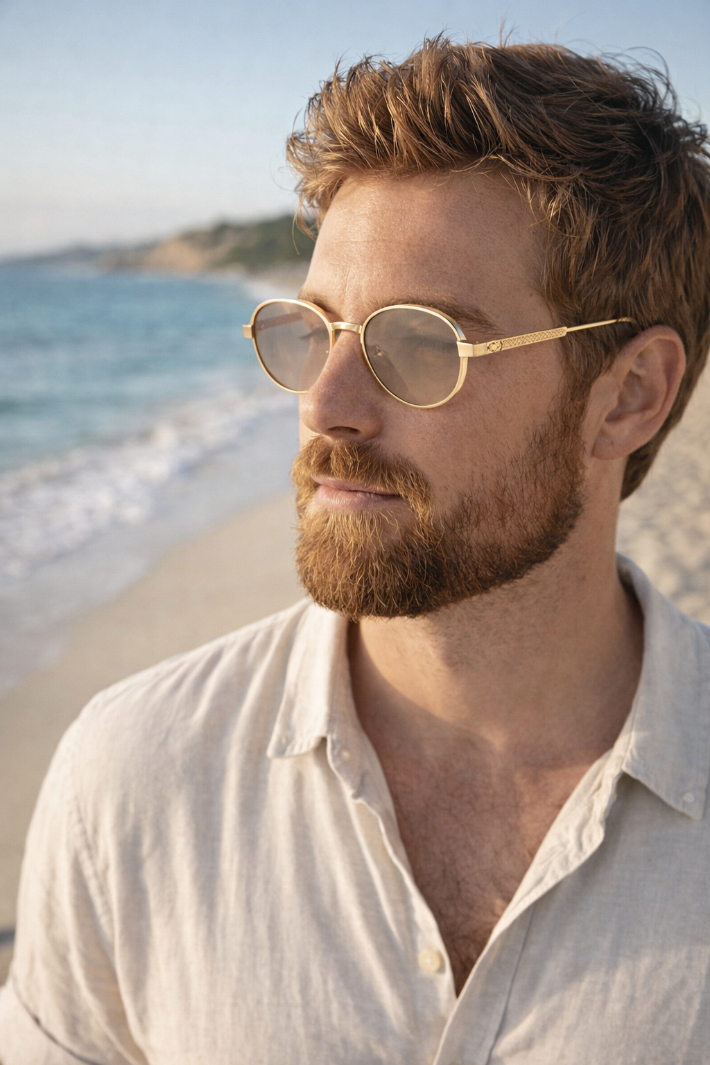 Men's Oval Metal Aviator Frame Sunglasses - 80s Retro Polarised Lenses, Coloured shades