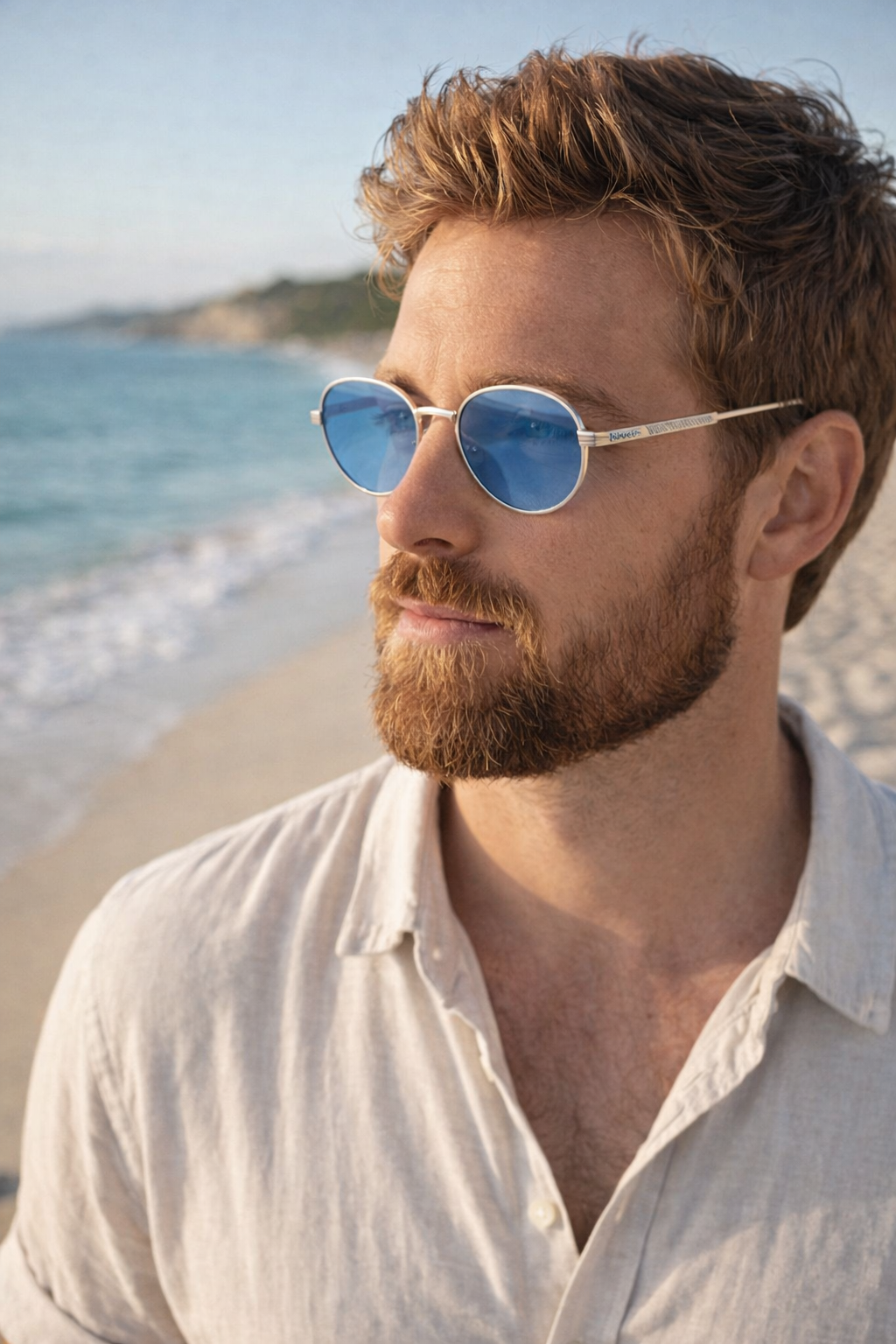 Men's Oval Metal Aviator Frame Sunglasses - 80s Retro Polarised Lenses, Coloured shades