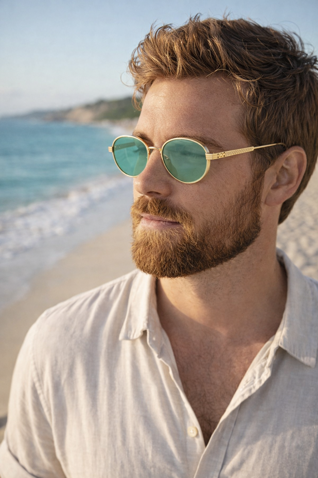 Men's Oval Metal Aviator Frame Sunglasses - 80s Retro Polarised Lenses, Coloured shades