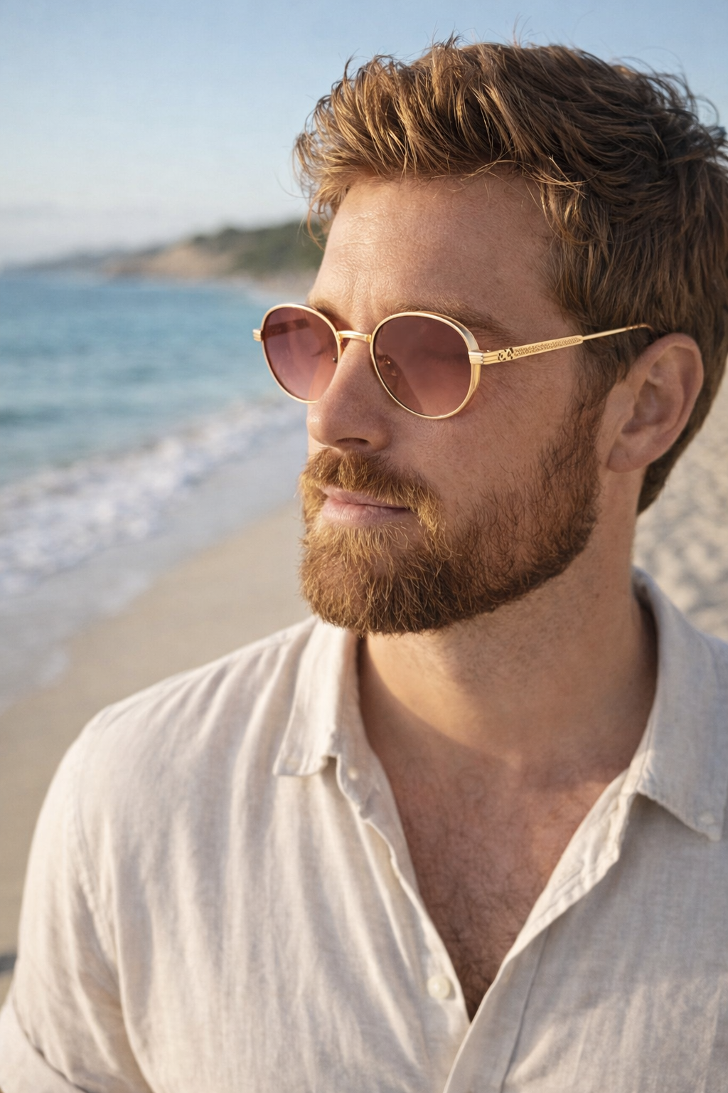 Men's Oval Metal Aviator Frame Sunglasses - 80s Retro Polarised Lenses, Coloured shades