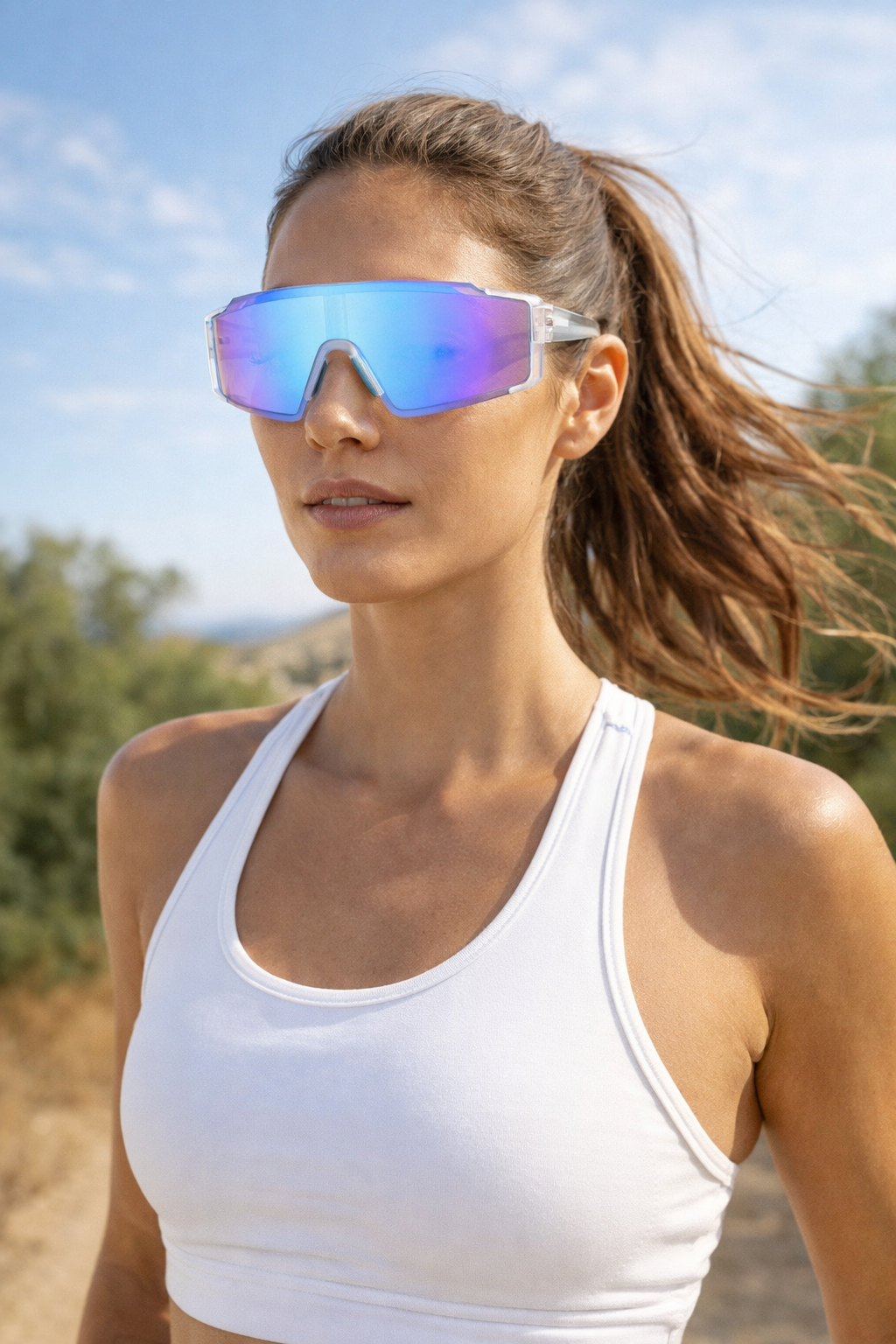 Large Frame Sports Sunglasses - Running, Walking or Skiing - Polarised Lenses, Coloured shades