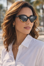 Women's Half Tortoise Shell Cat-Eye Sunglasses - Designer Quality - Polarised Lenses, Coloured shades