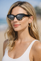 Women's Half Tortoise Shell Cat-Eye Sunglasses - Designer Quality - Polarised Lenses, Coloured shades