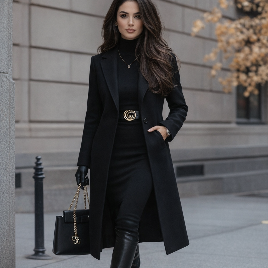 Julia| Women’s Elegant Longline Winter Coat with Lapel Collar