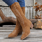 Eva| Suede Block Heel Cowboy Boots for Women