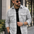Men’s Plaid Jacket – Check Button-Up Shirt Jacket for Summer Weather
