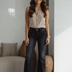 Women’s Low-Rise Flared Jeans – Stretch Denim Bootcut Pants