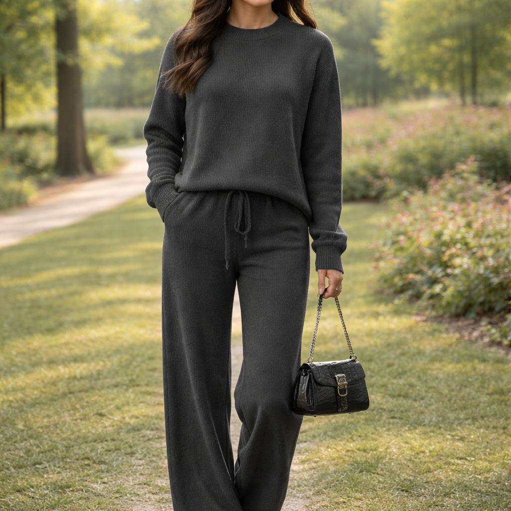 Women’s Relaxed Fit Two-Piece Pant Set – Comfortable Matching Top & Pants