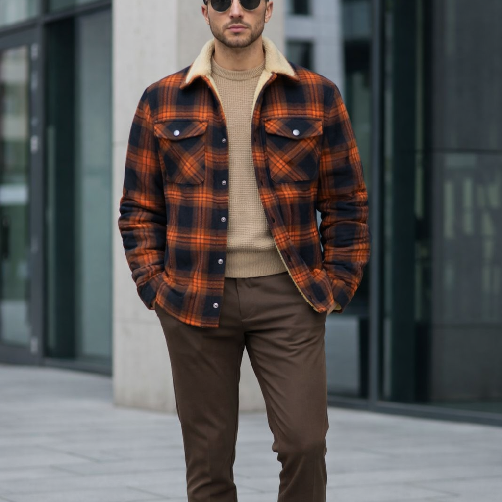 Levi | Men’s Sherpa-Lined Plaid Button-Down Jacket