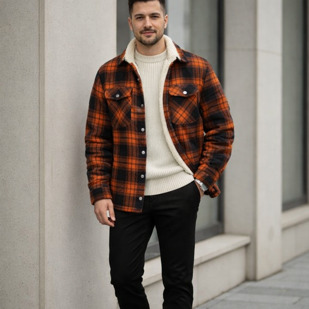 Levi | Men’s Sherpa-Lined Plaid Button-Down Jacket
