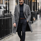 Men’s Single-Breasted Overcoat – Classic Fit
