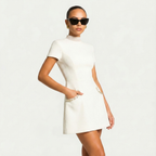Jessi| Pocket Detailing Mini Dress with Pearl Trim for Women