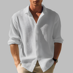 Men’s Button-Up Summer Shirt - Loose Long Sleeve Collar Style
