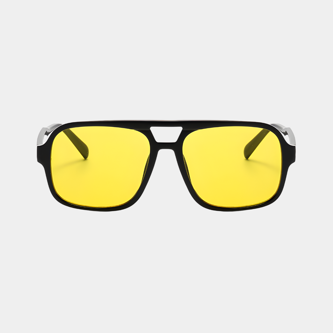 Jenny | Women's Polarised Black Square Sunglasses with Yellow Lenses