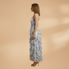 Women's Sleeveless Wedding Guest Dress - Floral Pattern Maxi Style