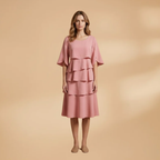 Women's Split Sleeves Midi Dress - A-Line Silhouette Wedding Guest Style