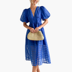 Women's Summer Midi Dress - V-Neck Button Down Style Outfit