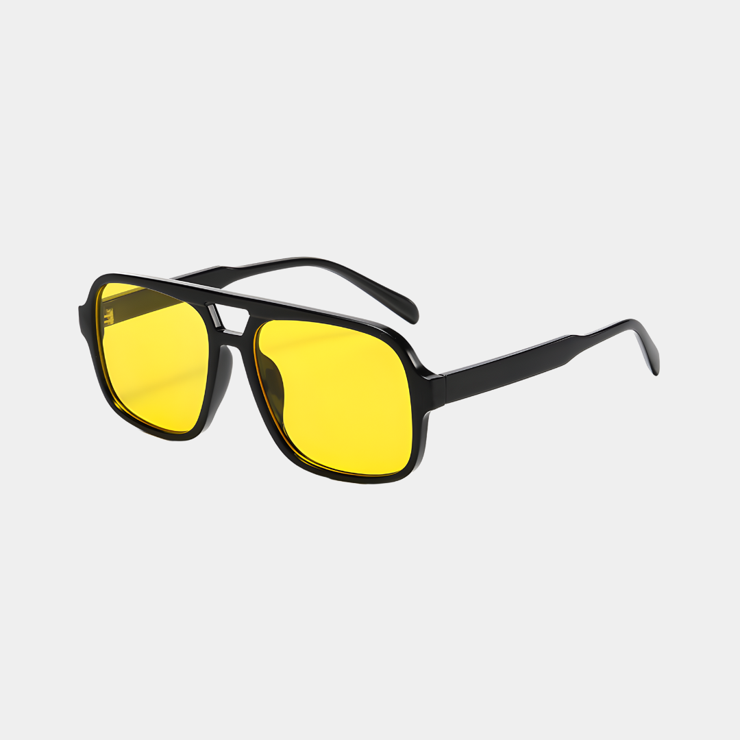 Jenny | Women's Polarised Black Square Sunglasses with Yellow Lenses