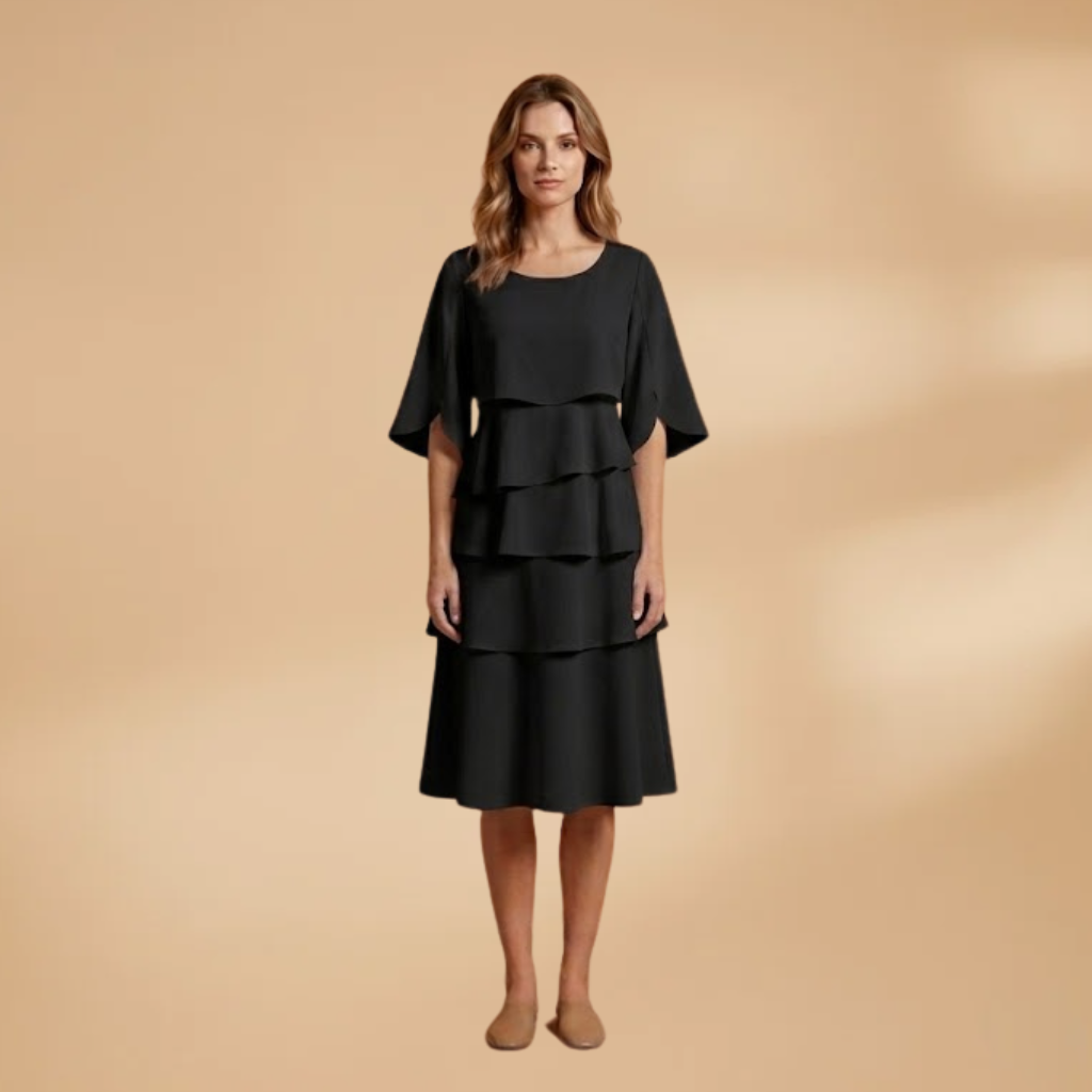 Women's Split Sleeves Midi Dress - A-Line Silhouette Wedding Guest Style