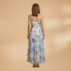 Women's Sleeveless Wedding Guest Dress - Floral Pattern Maxi Style