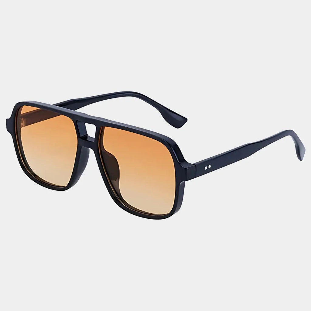 Adele | Polarised Black Square Sunglasses with Orange Gradient Lenses – Unisex