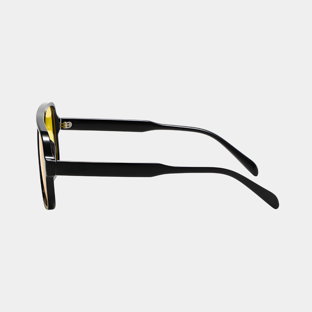 Jenny | Women's Polarised Black Square Sunglasses with Yellow Lenses