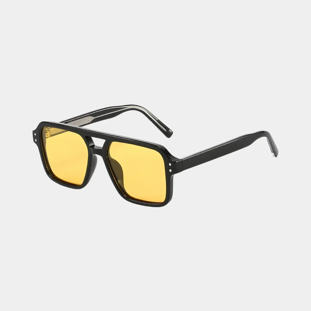 Billy | Unisex Polarised Black Square Sunglasses with Yellow Lenses