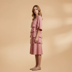 Women's Split Sleeves Midi Dress - A-Line Silhouette Wedding Guest Style