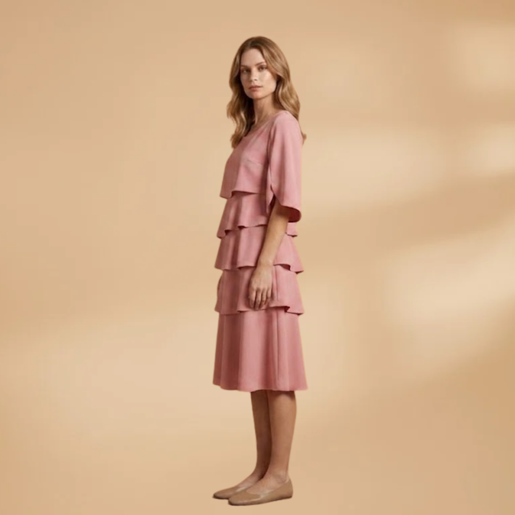 Women's Split Sleeves Midi Dress - A-Line Silhouette Wedding Guest Style