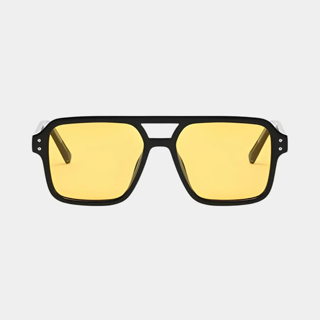 Billy | Unisex Polarised Black Square Sunglasses with Yellow Lenses
