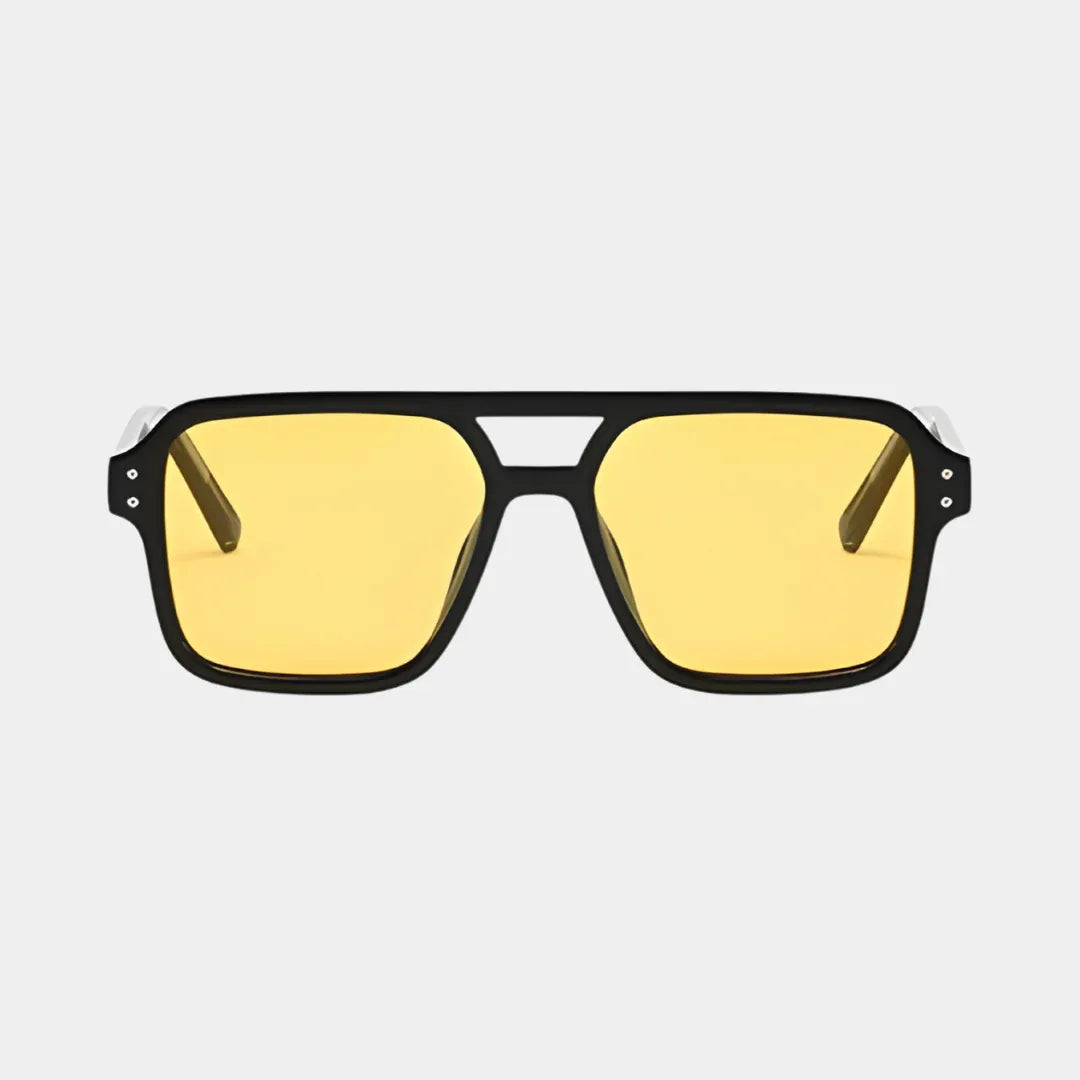Billy | Unisex Polarised Black Square Sunglasses with Yellow Lenses