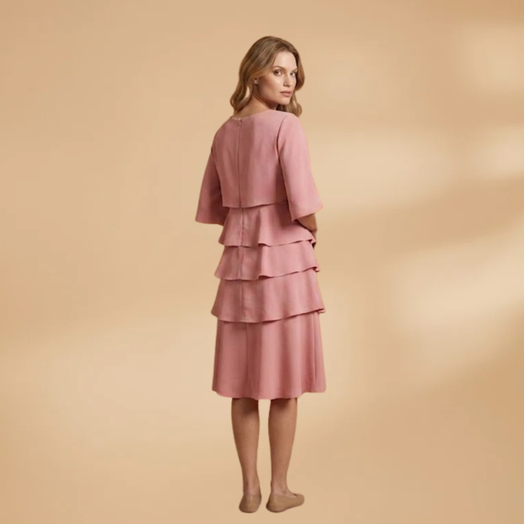 Women's Split Sleeves Midi Dress - A-Line Silhouette Wedding Guest Style