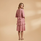 Women's Split Sleeves Midi Dress - A-Line Silhouette Wedding Guest Style