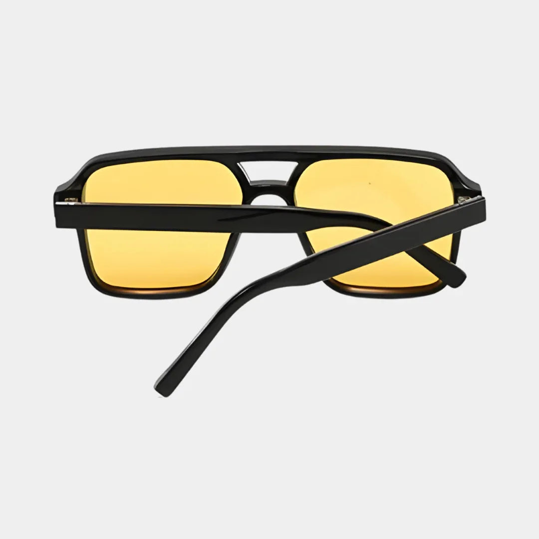 Billy | Unisex Polarised Black Square Sunglasses with Yellow Lenses