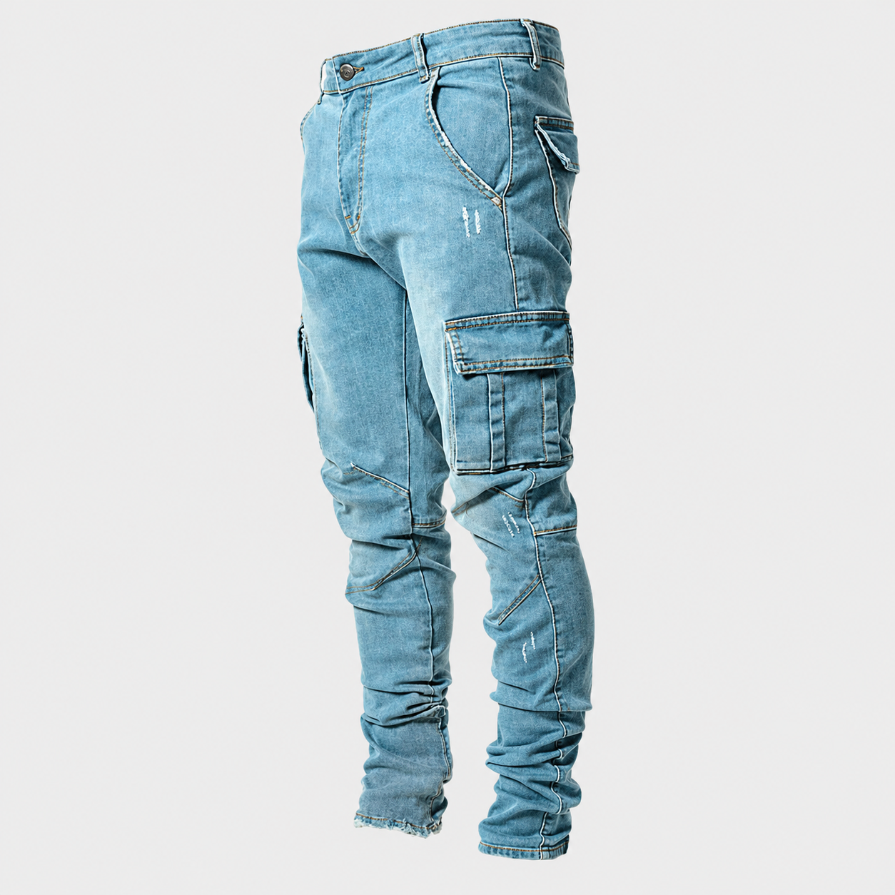 Men’s Stretch Cargo Jeans - Slim Fit Casual Pants