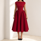 Women's Elegant Midi Dress for Women - Flared Sleeveless Dress