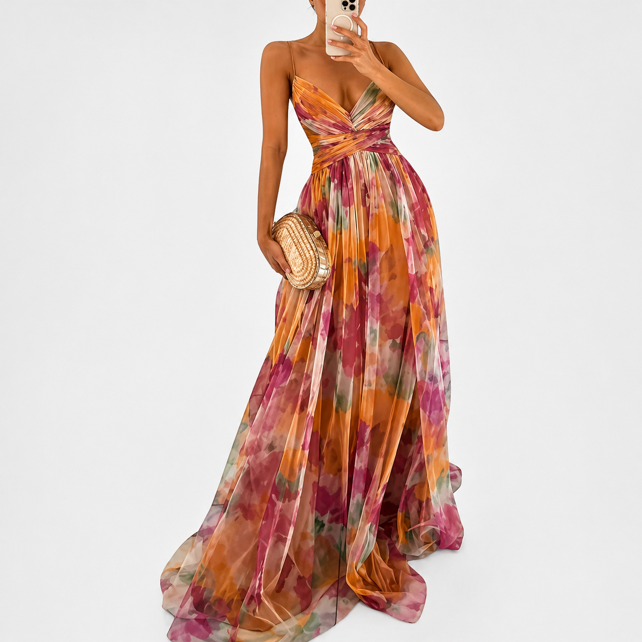 Women's Chiffon Maxi Dress –  Spaghetti Straps Wedding Guest Style Outfit