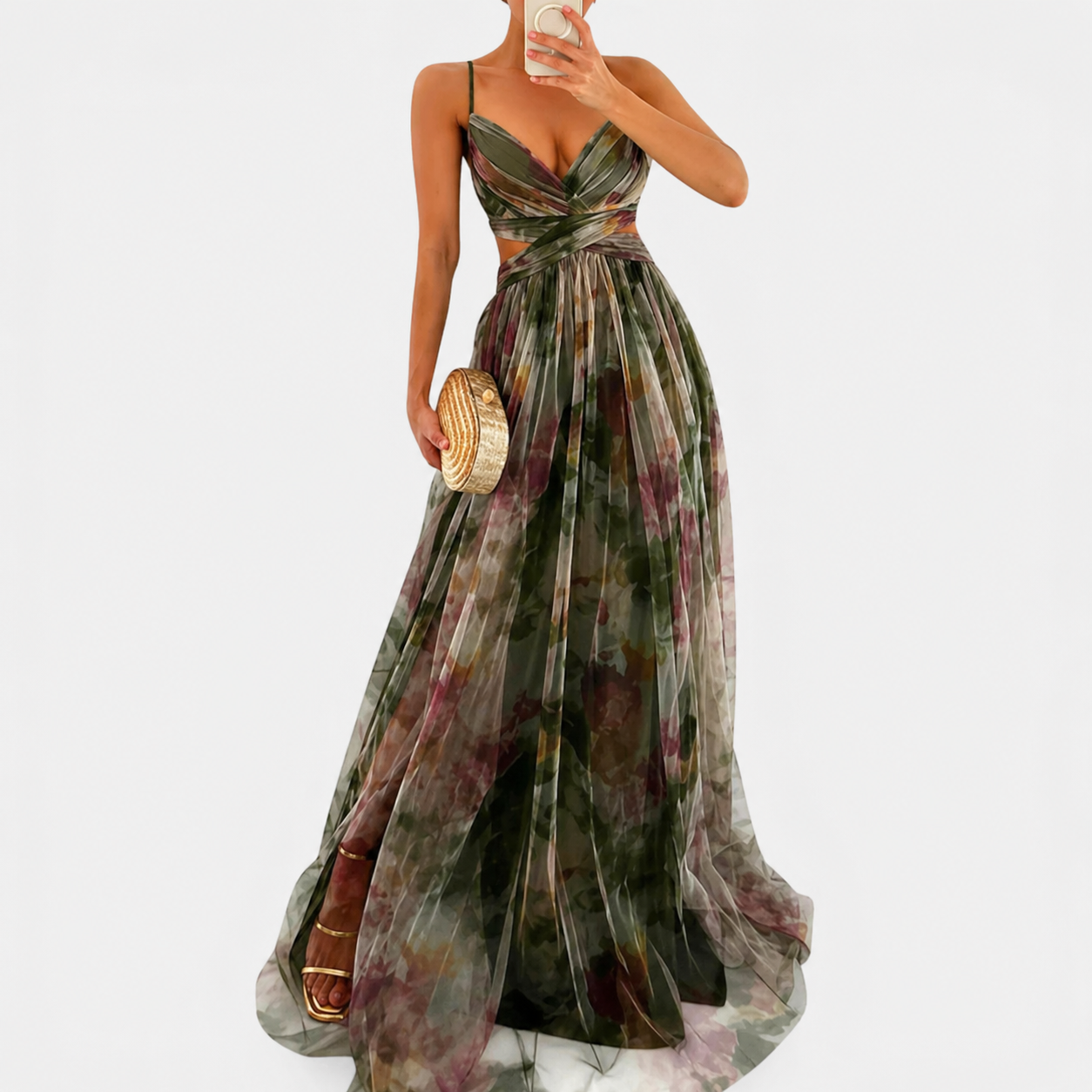 Women's Chiffon Maxi Dress –  Spaghetti Straps Wedding Guest Style Outfit