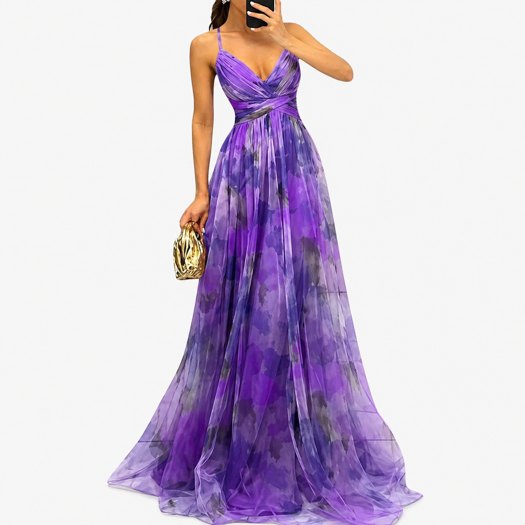 Women's Chiffon Maxi Dress –  Spaghetti Straps Wedding Guest Style Outfit