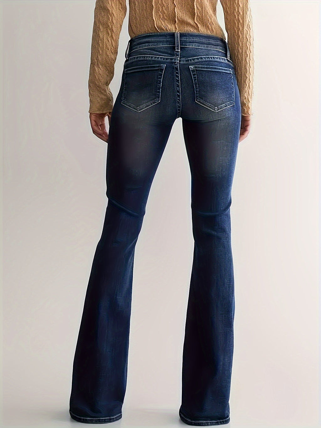 Women’s Low-Rise Flared Jeans – Stretch Denim Bootcut Pants
